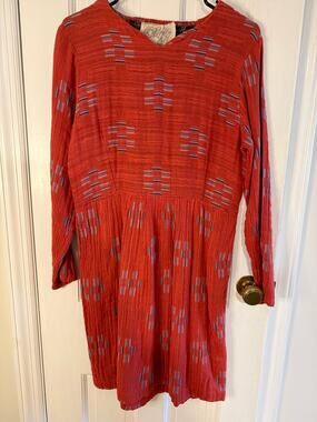 Ace & Jig Roxie Dress Jolie Shoulder Buttons Size Medium Red Gauze